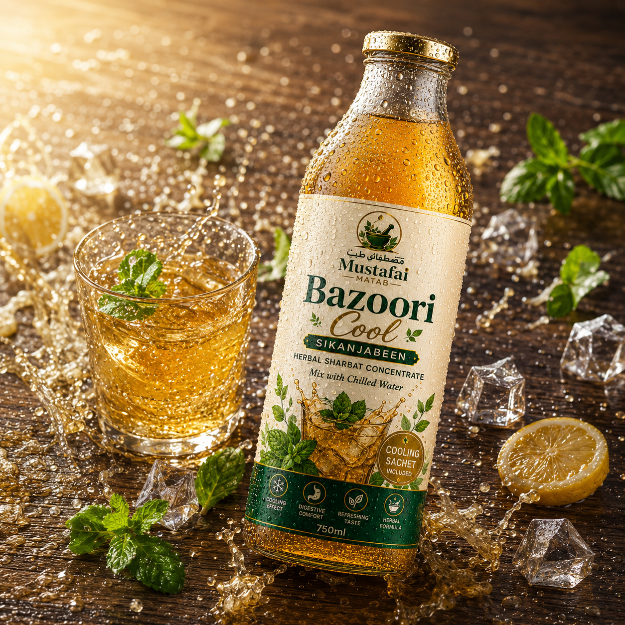 Bazoori Cool Sikanjabeen — Herbal Sharbat Concentrate (500ml)